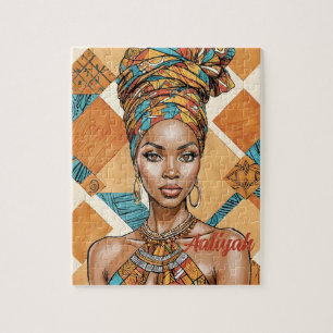 Puzzle Melanin Woman with Headwrap - Impresión africana