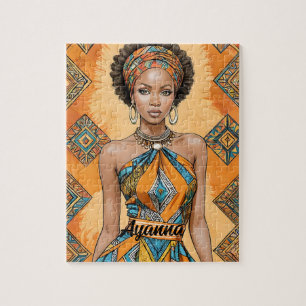 Puzzle Melanin Woman with Headwrap - Impresión africana