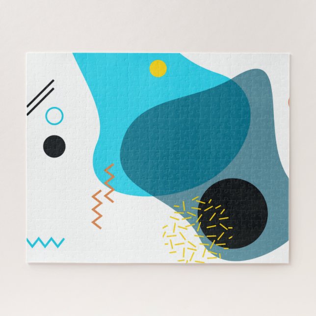 Puzzle Memphis, cool, de moda, urbano, moderno ilustracio (Horizontal)