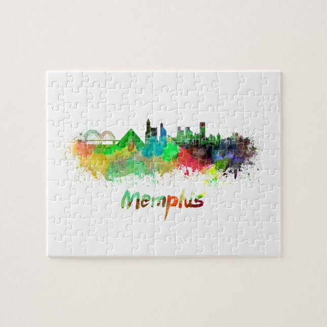 Puzzle Memphis skyline in watercolor (Horizontal)