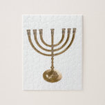 Puzzle menorah de oro<br><div class="desc">Menora,  channukah,  oro metálico,  hannukah,  hebreo,  festividades,  judía,  judía,  judaísmo,  menorah,  chanukah,  hannuka,  channuka,  christmukah,  christmukah,  rabino judío</div>