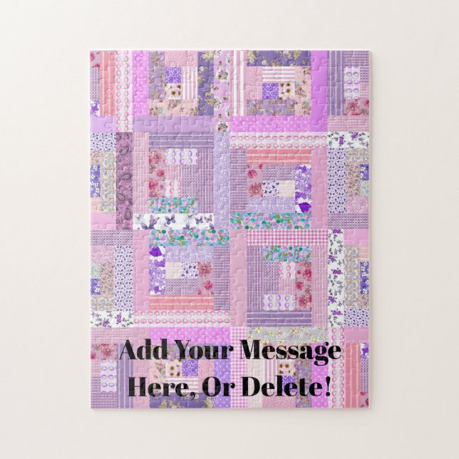 Puzzle Mensaje de Personalizado de trama rosada (Vertical)