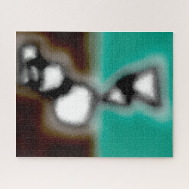 Puzzle Mensaje en una botella: marrón abstracto, azul ver (Horizontal)