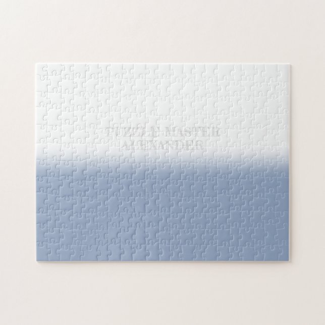 Puzzle Mensaje secreto azul y blanco sólido personalizado (Horizontal)