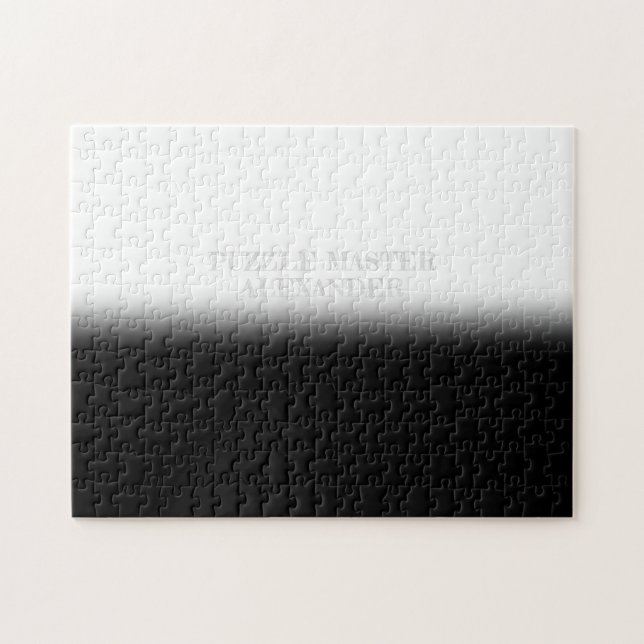 Puzzle Mensaje secreto negro y blanco sólido personalizad (Horizontal)