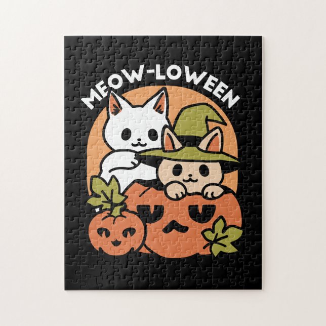 Puzzle Meow-Loween - Diseño festivo de gatos de Halloween (Vertical)