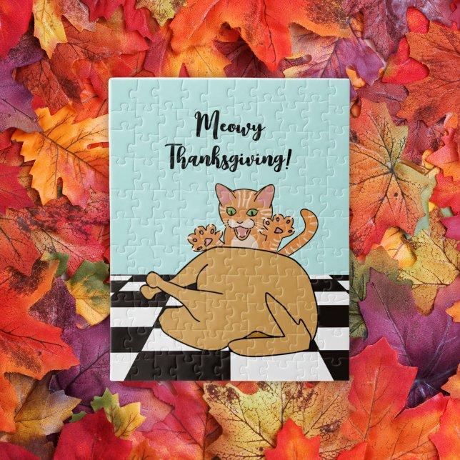 Puzzle Meowy Thankess Funny Cat Personalizado de Turquía (Subido por el creador)
