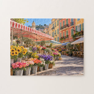 Puzzle Mercado de Flores Coloridas de la Riviera Francesa