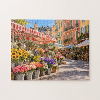 Puzzle Mercado de Flores Coloridas de la Riviera Francesa
