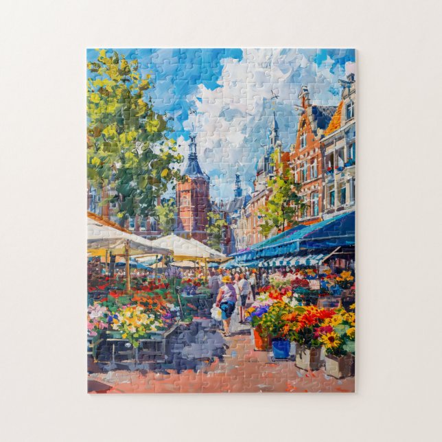 Puzzle Mercado de Flores con Fantasía de Edificios Histór (Vertical)