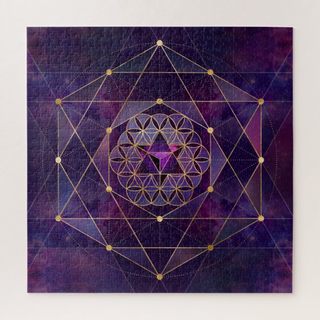 Puzzle Merkabah in flower of life - Sacred Geometry (Vertical)