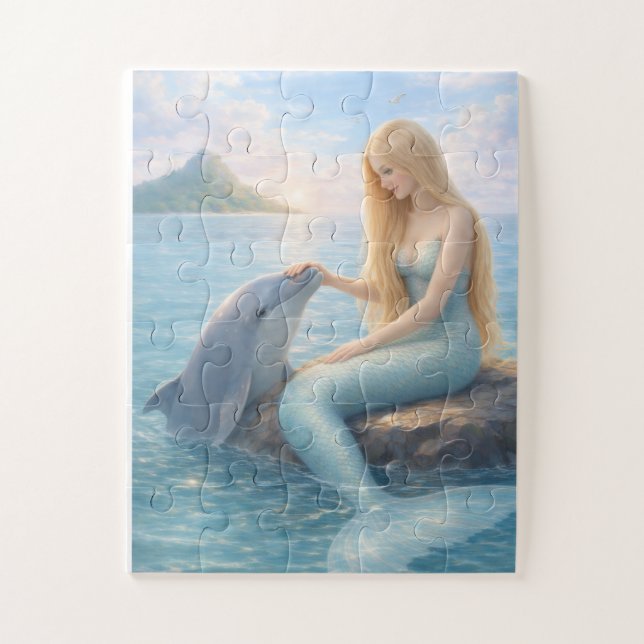 Puzzle Mermaid and Dolphin Friends (Vertical)