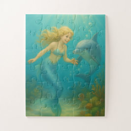 Puzzle Mermaid and Dolphin Kids 30 oversized piece