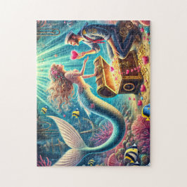 Puzzle Mermaid and Sailor Romantic Underwater Treasure