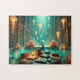 Puzzle Mermaid Library Underwater Bookshelves Fantasy