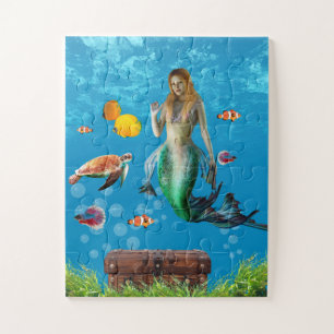 Puzzle Mermaid subacuático Treasure Hunt Fantasy Blue
