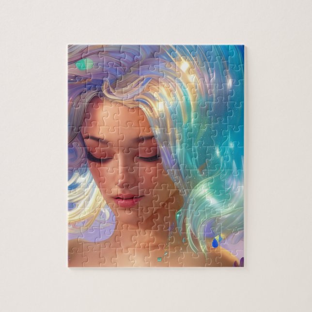 Puzzle Mermaid with Shimmering Hair (Vertical)