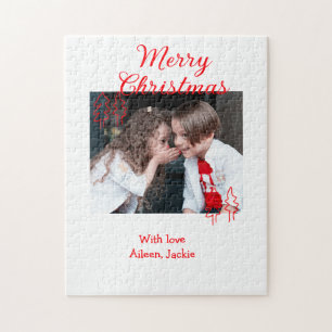 Puzzle Merry Christmas árbol de Navidad retro foto niños