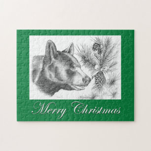 Puzzle Merry Christmas Black Bear