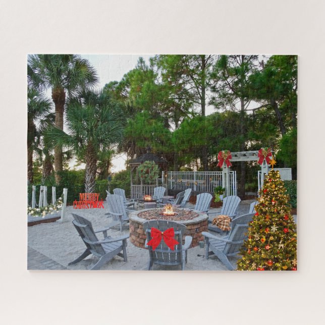 Puzzle Merry Christmas Hilton Head Island Fire Pit (Horizontal)