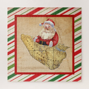Puzzle Merry Christmas Hilton Head Island Map con Santa
