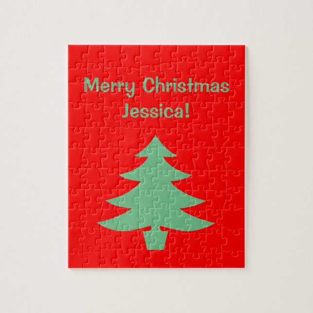 Puzzle Merry Christmas Red Green Tree 4Jessica (Vertical)