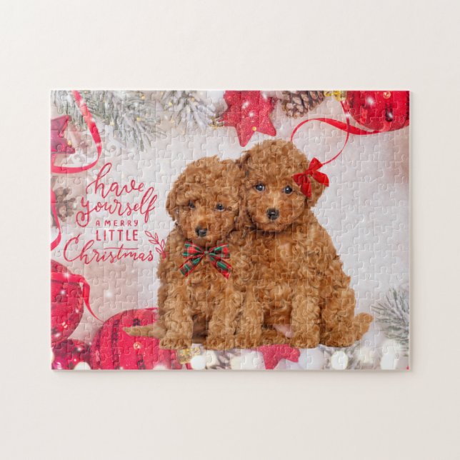 Puzzle Merry Little Navidades Poodle Puppies (Horizontal)