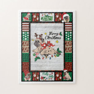 Puzzle Merry Pugmas Navidad Navidades Pug Fiesta Lover