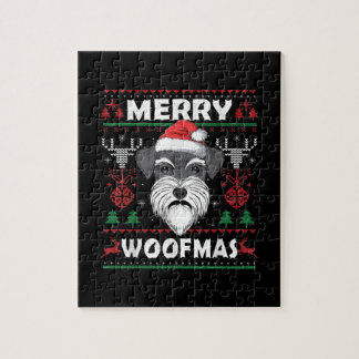 Puzzle Merry Woofmas Schnauzer Navidades Perro Lover Paja