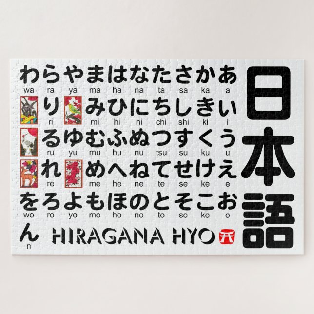 Puzzle Mesa Hiragana japonesa (Hanafuda) (Horizontal)