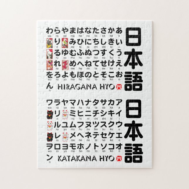 Puzzle Mesa Hiragana y Katakana japonesa (alfabeto) (Vertical)