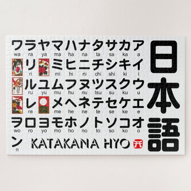 Puzzle Mesa Katakana japonesa (Hanafuda) (Horizontal)