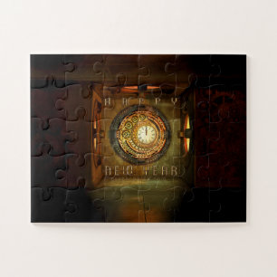 Puzzle Meta redonda de Año Nuevo con tema steampunk de Sl
