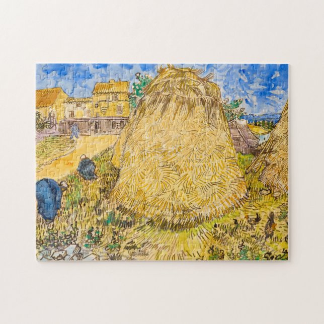 Puzzle Meules de ble, pilas de trigo de Vincent van Gogh (Horizontal)