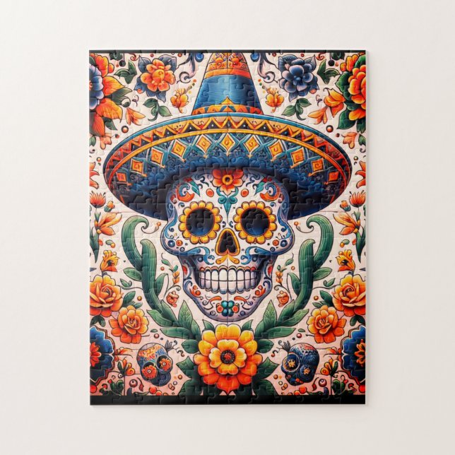 Puzzle México | Calavera De Azúcar Retro De Viaje (Vertical)