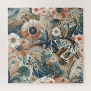 Puzzle Mezcla bohemia verde azulada, magenta, morada sobr