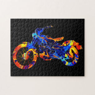 PUZZLE MEZCLA DE PINTURA NEÓN DE MOTOCICLETA COLORIDA