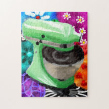 Mezclador Stand Funky Resumen Arte Rosa Verde