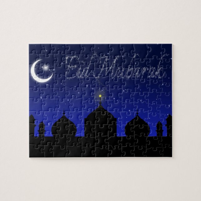 Puzzle Mezquita de las Estrellas Nocturnas de Eid Mubarak (Horizontal)