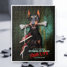 Puzzle Mi hogar, tu vida: Perro Doberman w. Hueso - Graci