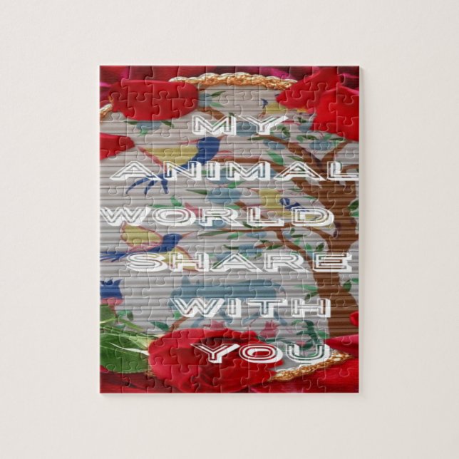 Puzzle Mi mundo animal: Hermoso diseño de árboles y aves (Vertical)