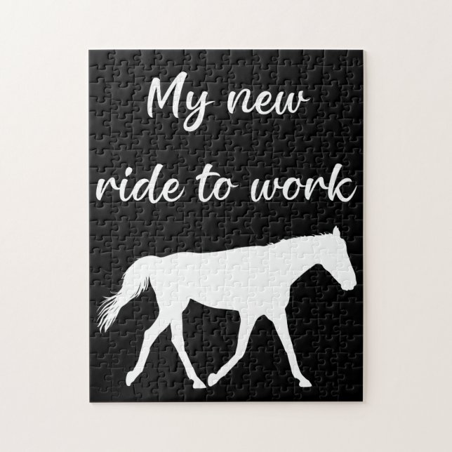 Puzzle Mi nuevo viaje al trabajo por caballos es gracioso (Vertical)