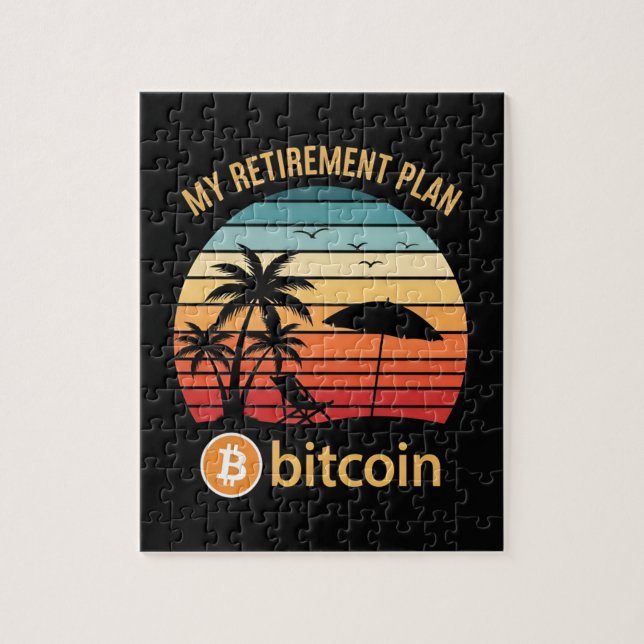 Puzzle Mi Plan de Jubilación Bitcoin Playa Atardecer (Vertical)