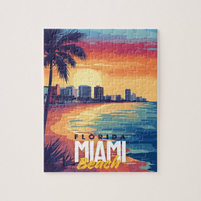Puzzle Miami Beach Sunset | Costa Vibrante de Florida (Vertical)