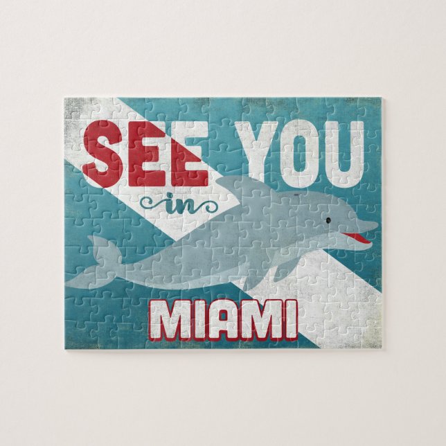Puzzle Miami Dolphin - Viaje retro vintage (Horizontal)