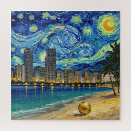 Puzzle Miami Golden Shore Soccer Elegant and Oil Fine Art