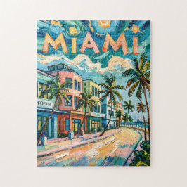 Puzzle Miami Ocean Drive Florida Beach Van Gogh Colorful
