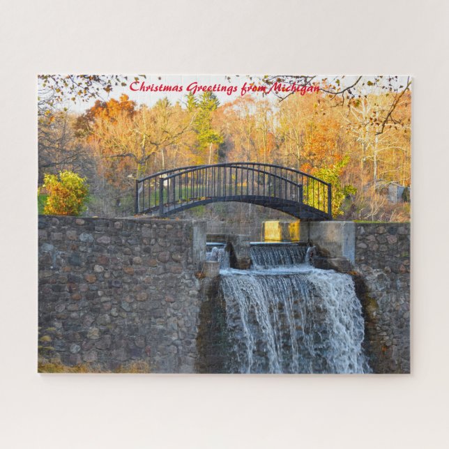 Puzzle Michigan Footbridge. Saludos de Navidad (Horizontal)