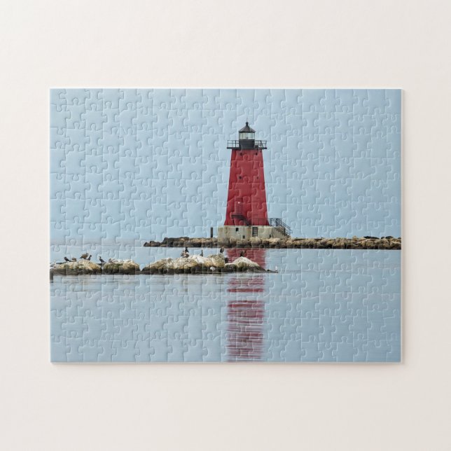 Puzzle Michigan Manistique Red Lighthouse Foto (Horizontal)