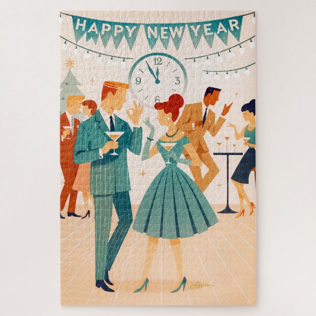 Puzzle Mid Century Happy New Year The Martini Dance (Vertical)